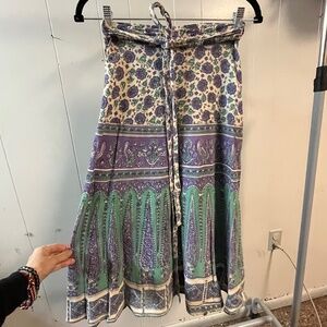 Vintage 70's Indian Wrap Skirt Printed Cotton Size XS